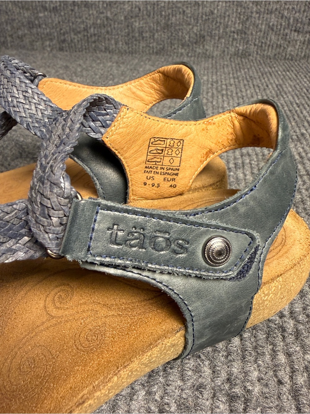 Taos Trulie Heather Navy Braided Leather Strappy Comfort Sandals Size 9.5 NWOB - Picture 4 of 8